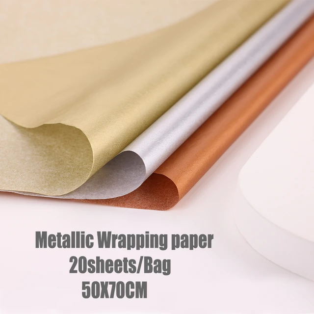 20pcs Tissue Paper 70*50CM Gold Paper Floral Wrapping Scrapbooking