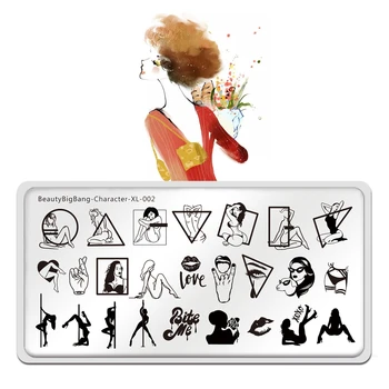 

Beauty BigBang Stamping Plates Character 002 Beautiful Women Sexy Girl Geometry Style Image 6*12cm Nail Art Stencil Template