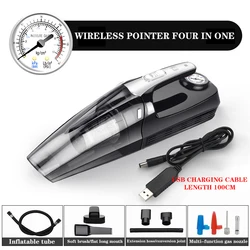 Aspiradora de mano 4 en 1 para coche, bomba de inflado de neumáticos Digital inalámbrica, medidor de presión, aspiradora con luz LED, para el hogar y el coche