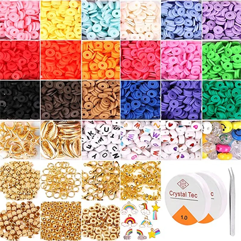 4000 Pcs Yellow Clay Beads for Bracelets Making, Polymer Spacer