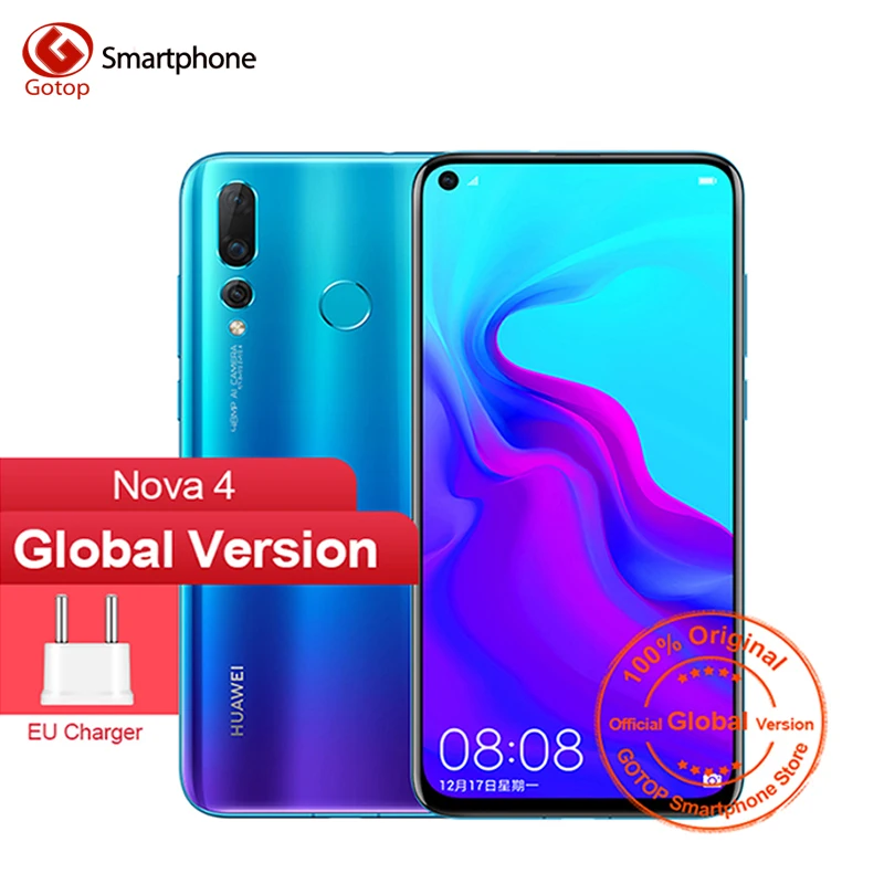 HUAWEI Nova 4 Android 9 0 смартфон kirin 970 четыре ядра отпечаток пальца мобильный телефон 6