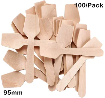 

Promotion - Party Wedding Supplies, 95mm Disposable Tableware Coffee Stirring/Ice Cream Wood Spoon, 100/Pack