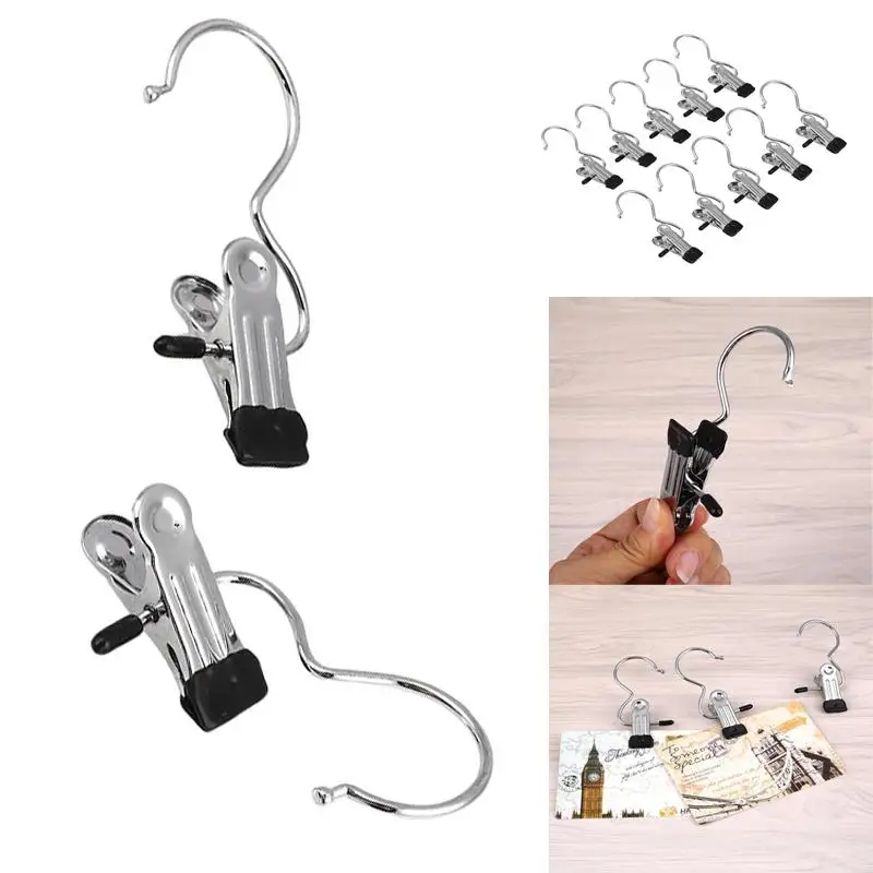 Hook for Hanging Stainelss Steel Hanger 10pcs Boots Adhesive Hooks Laundry Boot Household Gadgets Shoes Clip Clothes