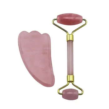 

Natural Powder Crystal Mute Jade Roller Massager Face Beauty Jade Push Silencer Massager Scraping Board Set