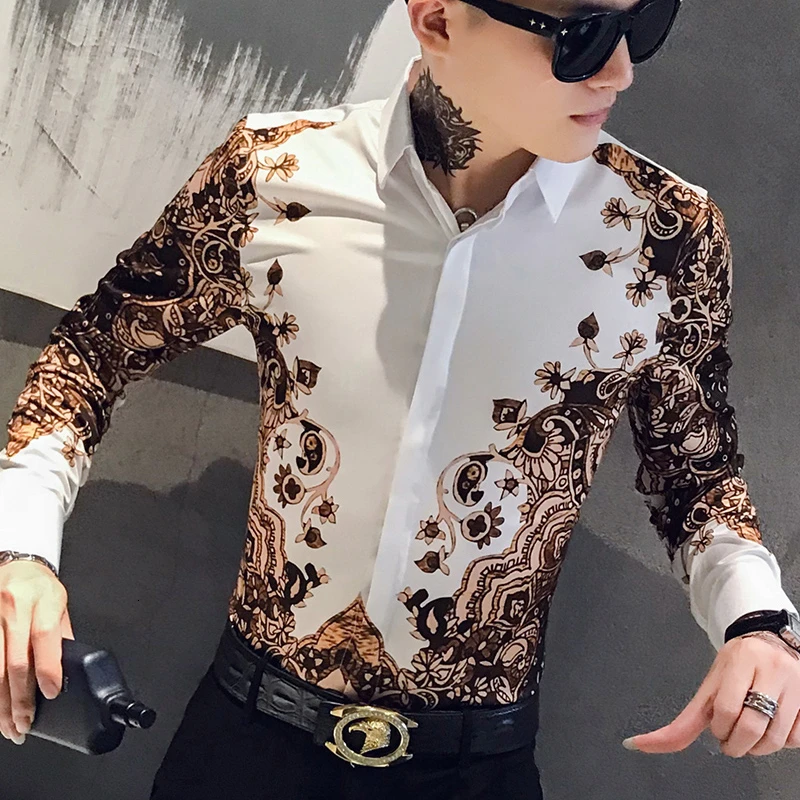 Streetwear Digital Print Slim Fit Party Tuxedo Shirt Casual Men 3XL-M Top Quality Men Shirt Autumn Long Sleeve Mens Dress Shirts Streetwear Digital Print Slim Fit Party Tuxedo Shirt Casual Men 3XL-M Top Quality Men Shirt Autumn Long Sleeve Mens Dress Shirts