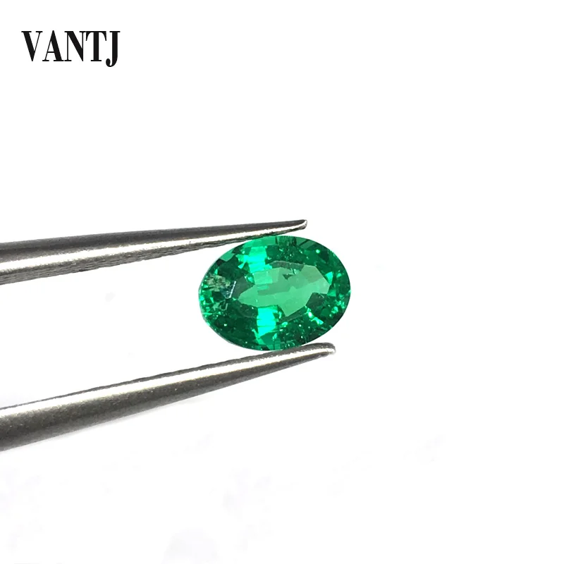 

VANTJ Lab Created Emerald Loose Gemstone Hydrothermal Oval Cut Diy for Silver Gold Women Jewelry Random Delivery