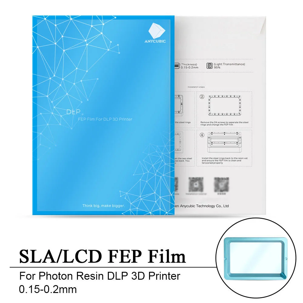 140x200 мм SLA/lcd FEP Пленка Для Фотон смолы DLP 3d принтер 0,15-0,2 мм 3d принтер запчасти аксессуары