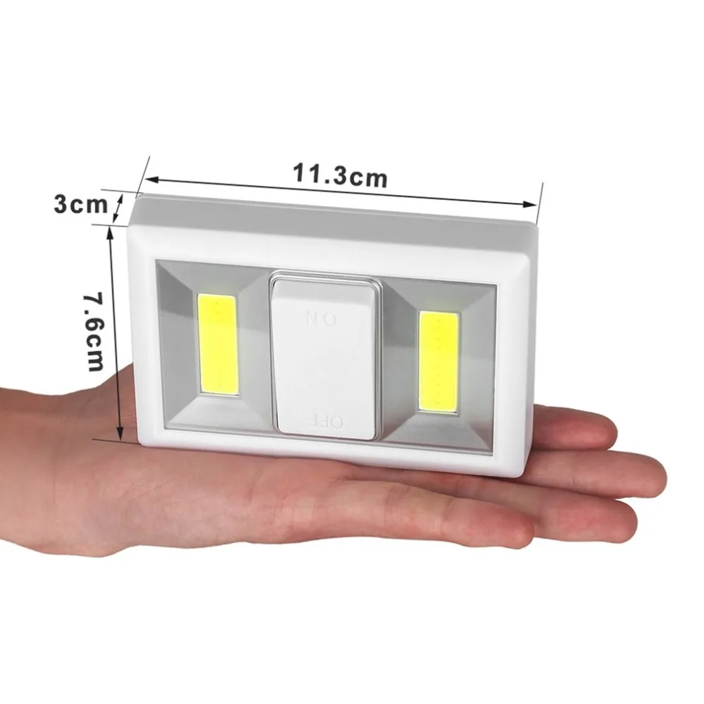 COB светодиодный светильник с переключателем вкл/выкл, настенный светильник, работающий от батареи, маленький Ночной светильник, лампа для шкафа, прихожая, кухонный аварийный светильник
