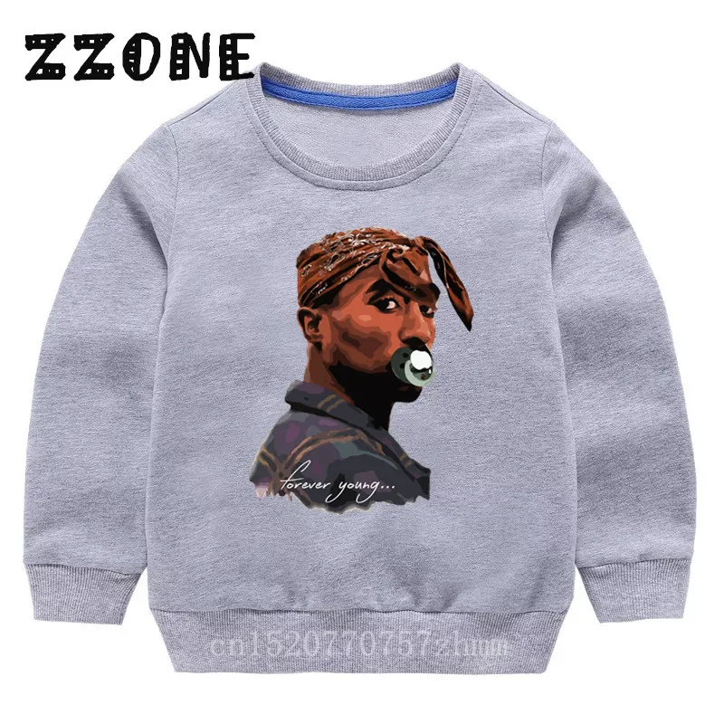 Детские Тупак», «2pac в стиле «хип-хоп» Толстовки в стиле "SWAG" для малышей, хлопковые пуловеры топы для девочек Осенняя Одежда для мальчиков детская HoodiesKYT287 - Цвет: 287B-Gray