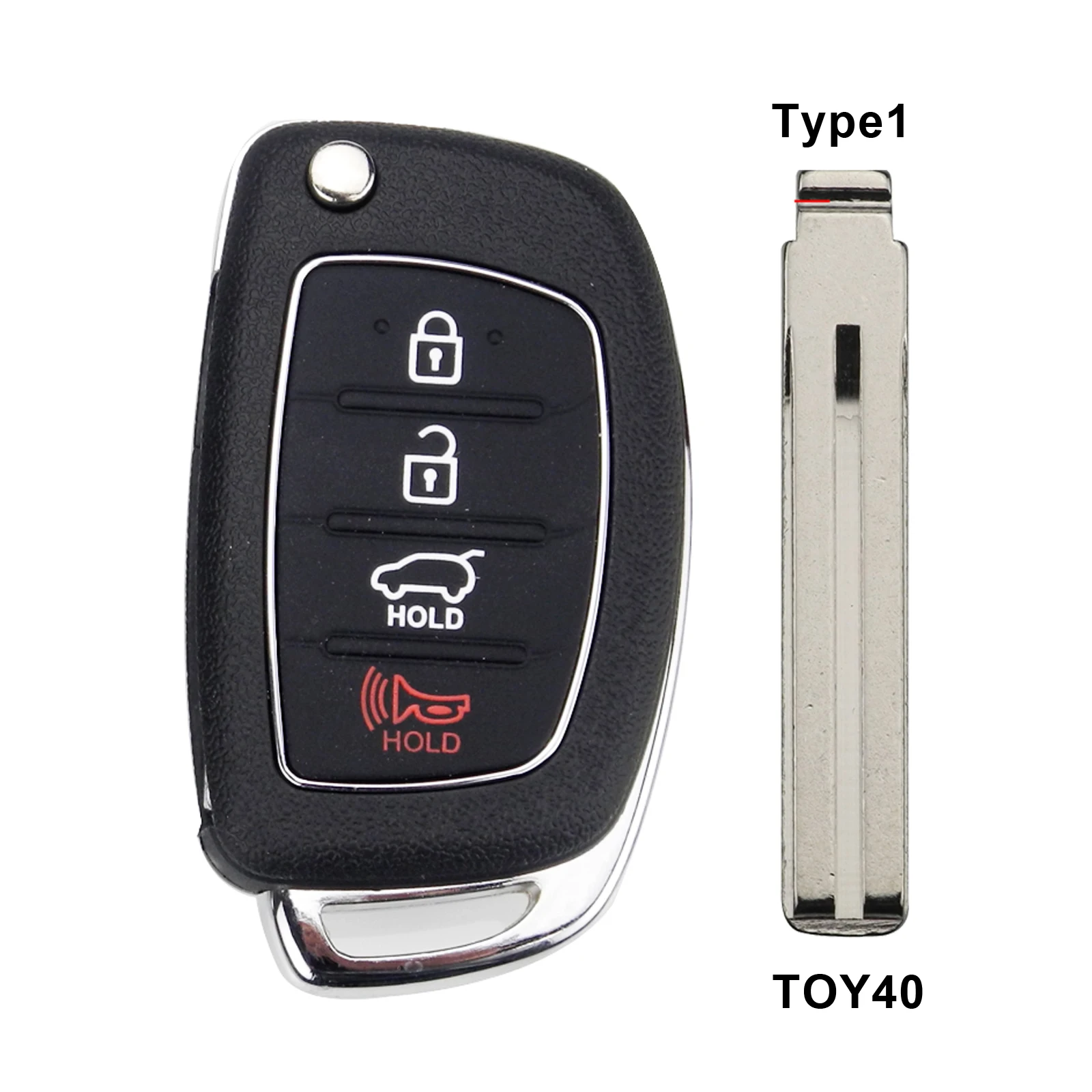 Jingyuqin 4 кнопки Флип складной пульт дистанционного ключа оболочки Брелок чехол для HYUNDAI Mistra Santa Fe Sonata Tucson Accent I30 I40 I45 заменить - Цвет: TOY40 Center