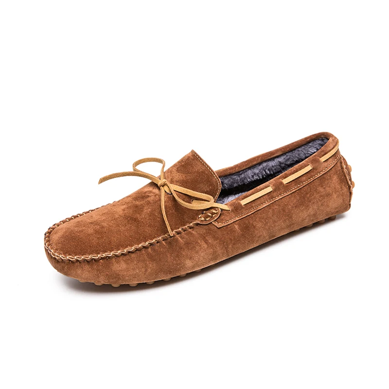 Мужская повседневная обувь в британском стиле; мокасины из натуральной кожи на плоской подошве; zapatos hombre; лоферы; Мужская обувь; сезон зима-весна; Chaussures - Цвет: brownfur