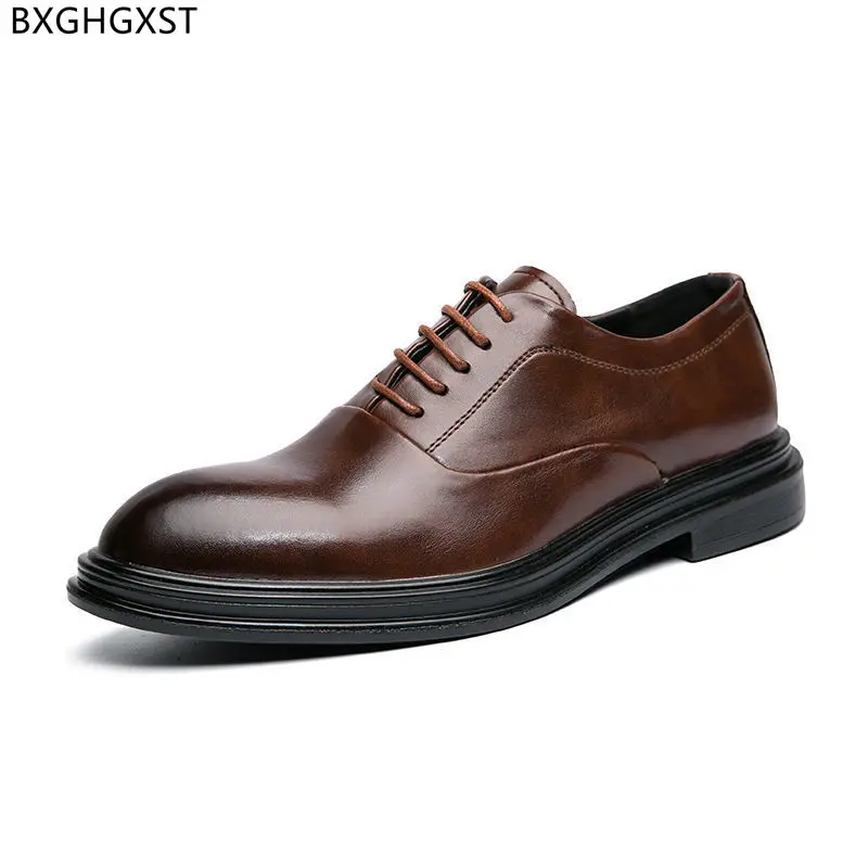Formal Business Shoes Men Chunky Dress Shoes For Men Leather Platform