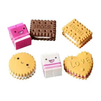 

6pcs Box-packed Cute Kawaii Milk Cookies Biscuit Erasers School Stationery Supplies Creative Gift for Kids Children Students