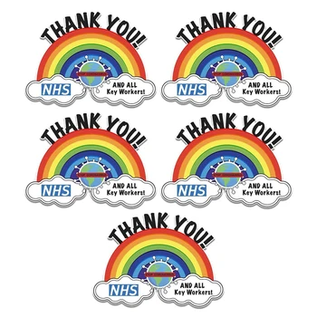 

5PCS Thank You Nhs Banner Personality Rainbow Sticker Thank You Sticker for Laptop or Car