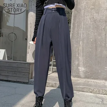 

High Waist Harem Pants 2020 Autumn Winter Suit Pants Women OL Style Loose Trousers All-match Office Fashion Clothing Chic 11387