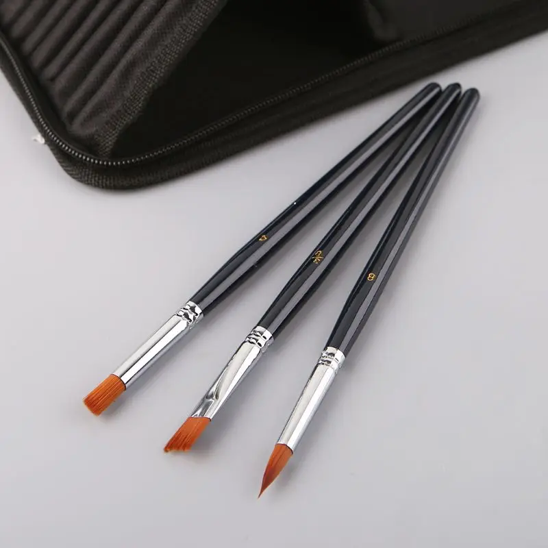 18pcs/Set Paint Brush Wooden Acrylic Painting Palette Gouache Cosmetic Art Kit Drawing Pens 72XF