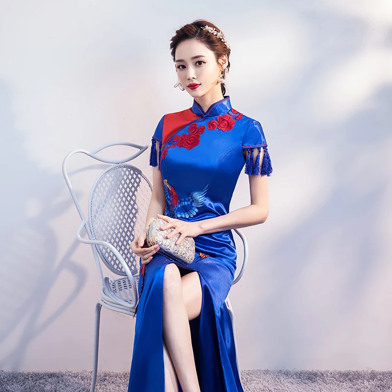 Женское Новое Модное Длинное платье Cheongsam, платье для шоу авто шоу, женское макси платье, сексуальное вечернее платье для банкета