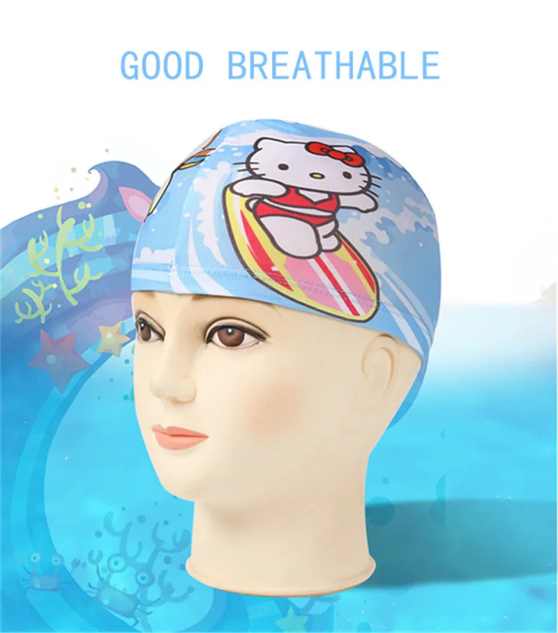 Популярные летние плавающие кепки для детей с милыми мультяшными героями, высокоэластичная ткань, Детские милые животные, защищающие уши, для мальчиков и девочек, шапки для бассейна