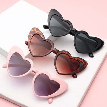 Heart Sunglasses Women Brand Designer Cat Eye Sun Glasses Female Retro Love Heart Shaped Glasses Ladies