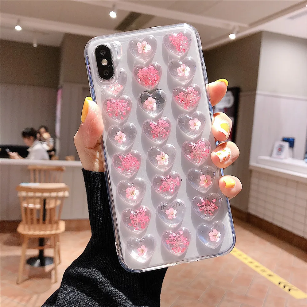 3D настоящие цветы прозрачный мягкий ТПУ чехол для телефона iphone 11 сухоцветы