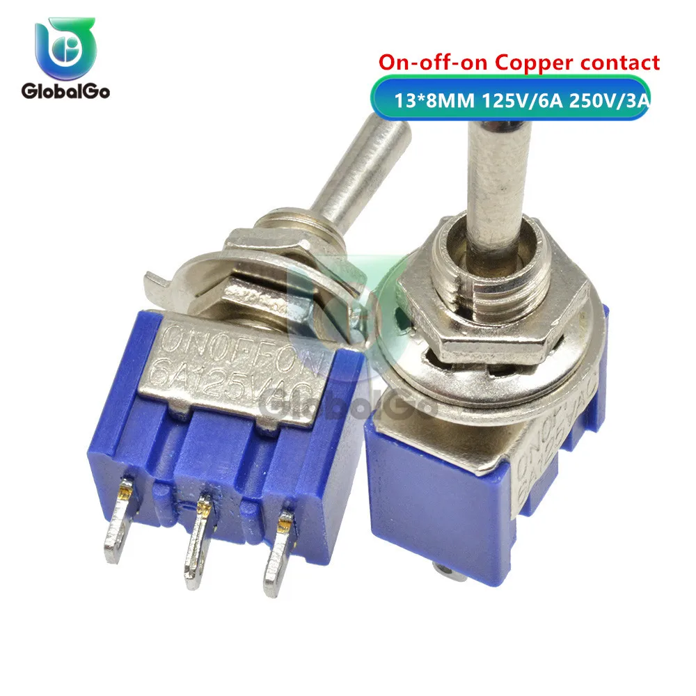 125V 6A MTS-103 Мини автоматический переключатель 3Pin ВКЛ.-ВЫКЛ.-ВКЛ. 13*8 мм 125 V/5A 250 V/2A 125 V/6A 250 V/3A 1/4 дюймов монтажные выключатели питания - Цвет: 125V 6A