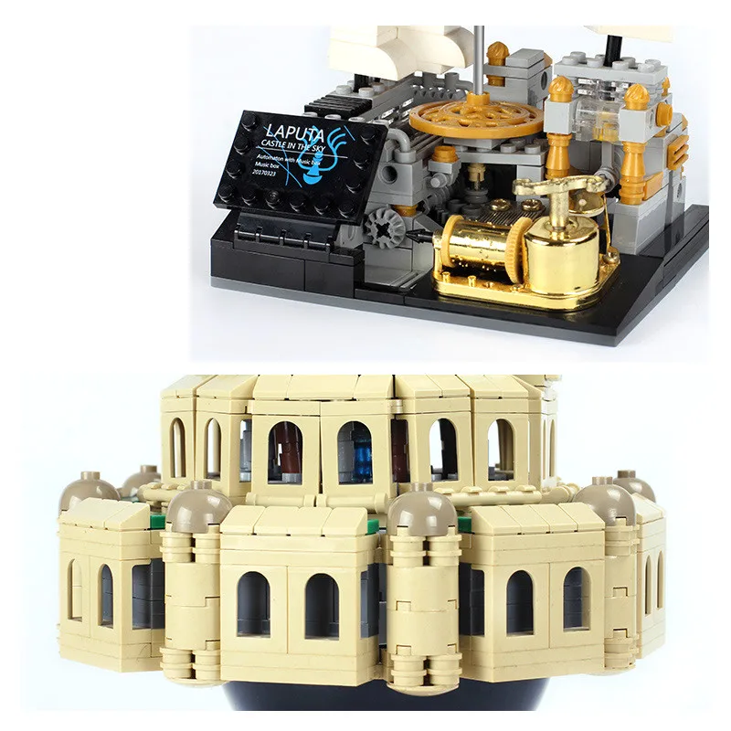 05001 1179 шт строительные блоки игрушки XB-05001 Moc Laputa: замок в небе кирпичи с Подарочная музыкальная шкатулка для детей игрушка