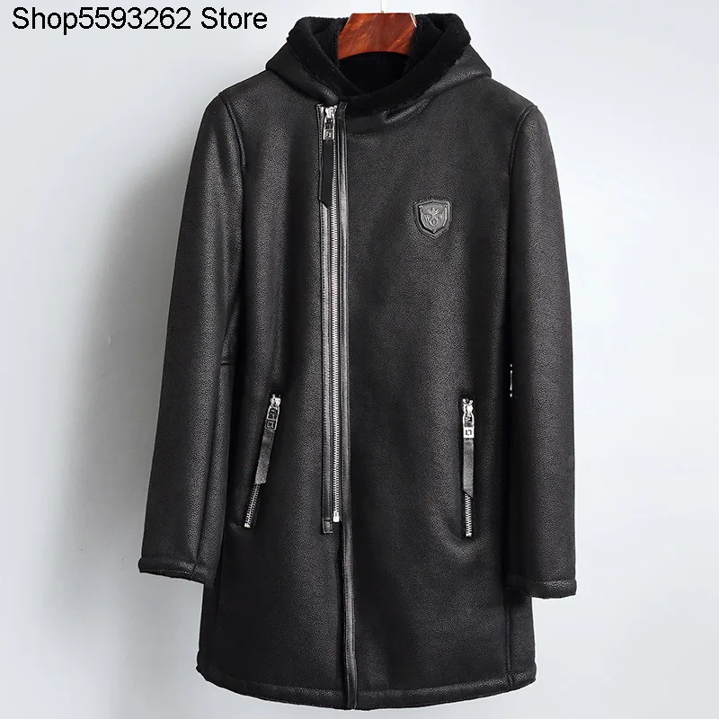 

Haining Fur One Piece Male Medium Length Money Lian Cap Genuine Leather True Fur Clothing Trend Handsome Youth Jacket Coat