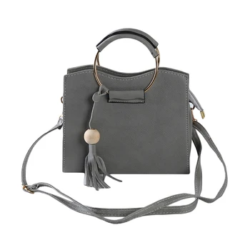 

Fashionable Lady Handbag Creative Tassel Metal Ring Designer Messenger Bag Zipper Travel Safety Wild Lady Shoulder Bag