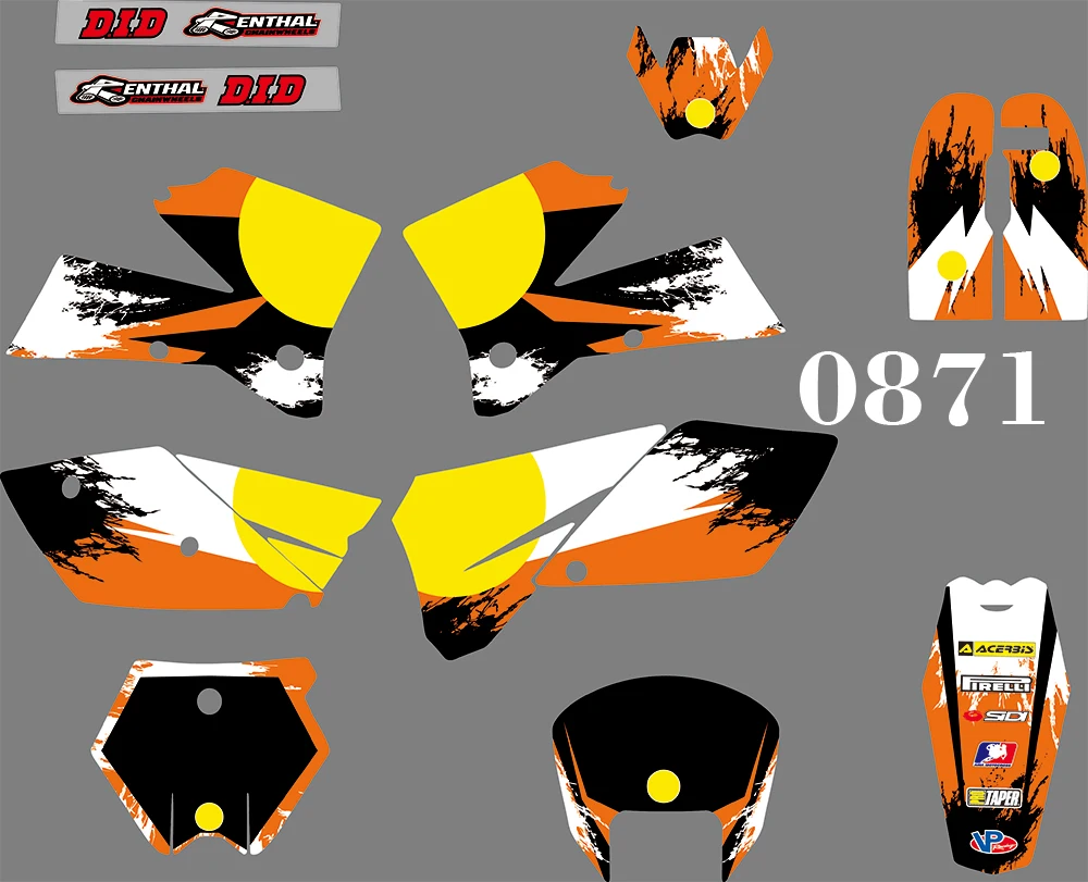 0871 мотоциклетные команды графические и фоны наклейки Наборы для KTM SX 2005 2006