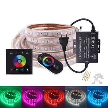 

220V 110V 5050 LED Strip Light RGB Wall Touch Remote Control 60LED/m LED Controller Waterproof Ribbon Diode Lamp Home Decoration