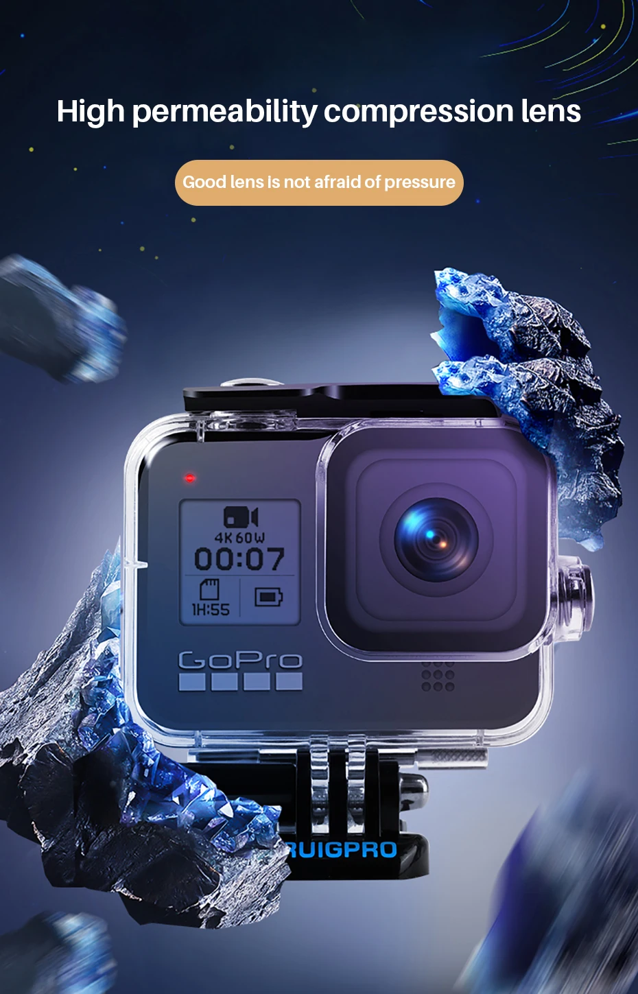 RUIGPRO Водонепроницаемый Чехол 45 м чехол для дайвинга для Gopro Hero 8 чехол для подводной фотосъемки чехол с фильтром для объектива для Gopro 8