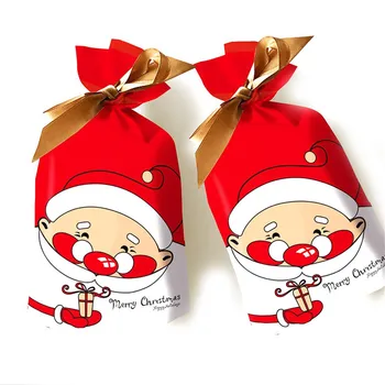 

50PCS Drawstring Christmas Gift Bags PE Treat Bags Candy Bags Party Favor Bags For Christmas Goodies Cookies Wrap New