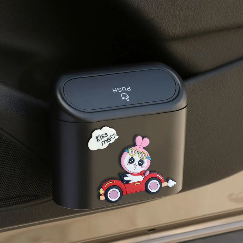 Car Trash Can Door Hanging Storage Bin Cartoon Multifunctional Front Storage Bin Creative Car Supplies