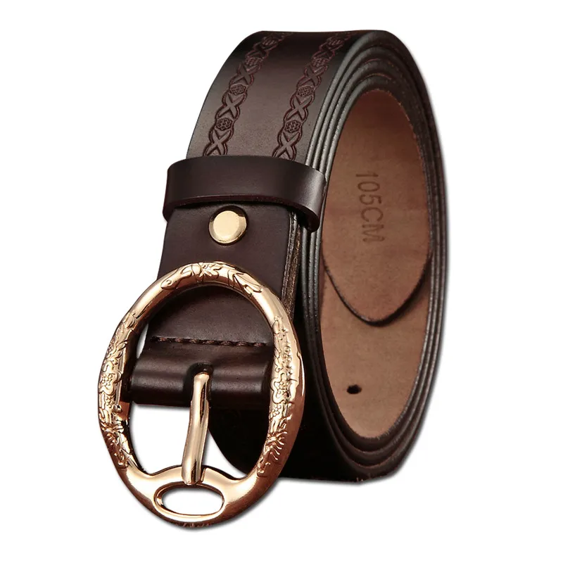 

Luxury Designer Belt for Women Carved Buckle Strap High Quality Genuine Leather Business 2.8cm Wide Female Accessories Belts