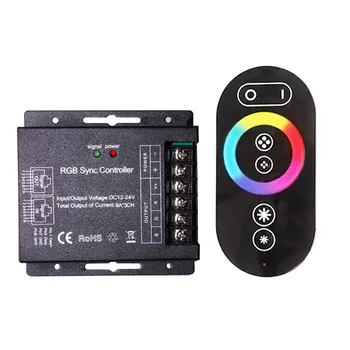 

RGB RGBW LED Sync Controller Dimmer DC12V 24V 8A/CH 16 Modes Wireless Touch RF Remote Controller for RGB RGBW LED Strip Lights