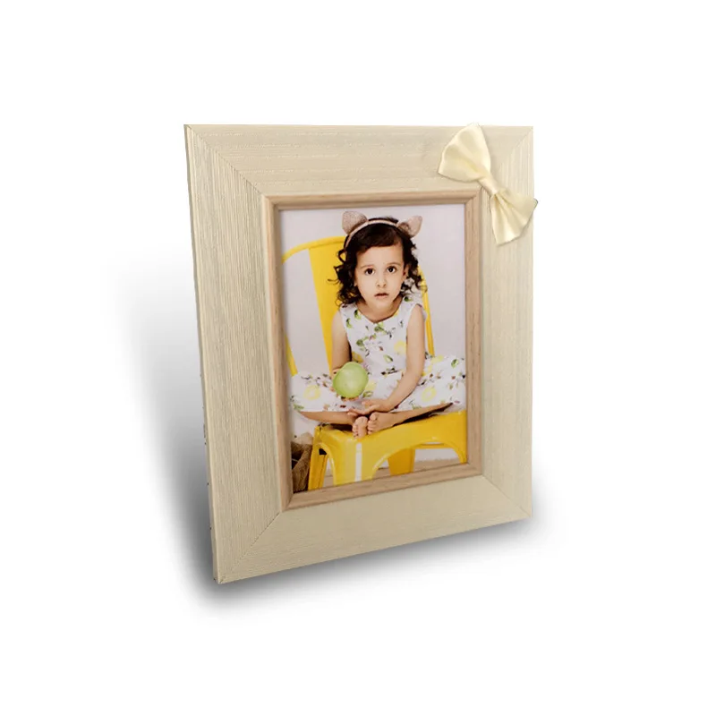 #*Cheap 1PCS Modern Solid Wood Creative Cloth Art Decals Bow Photo Frame Swing Platform Creative Photo Wooden Picture Frames