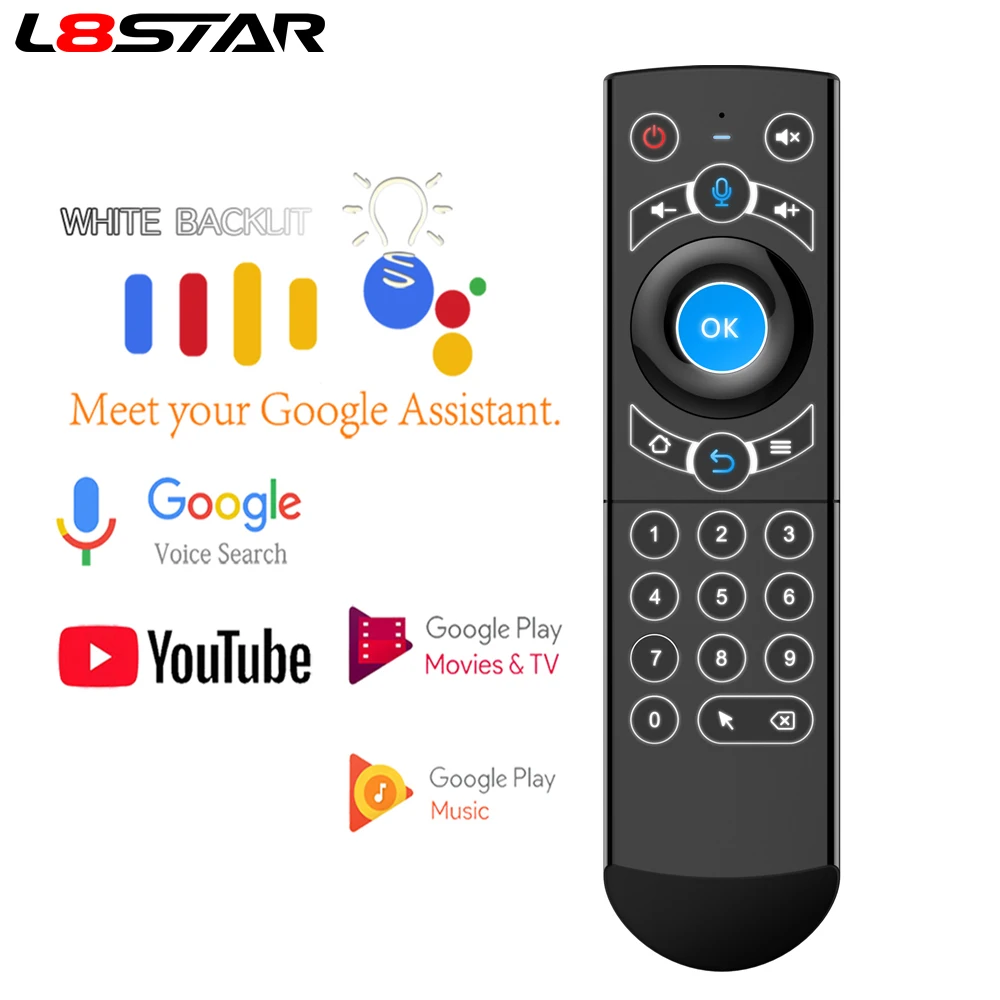 L8star с подсветкой гироскоп Air Mouse голосовой набор микрофон 2 4G беспроводной USB Пульт