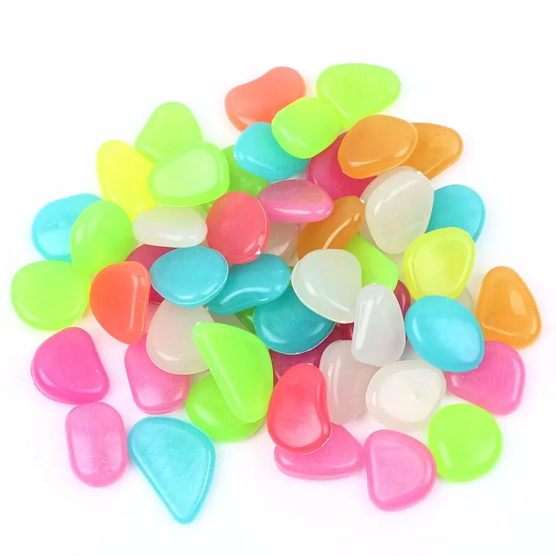 50Pcs Pebbles Glow Stones Rocks Glow in the Dark for Aquarium Fish Tank Garden Walkways Lawn Yard Ornaments Luminous Stones02