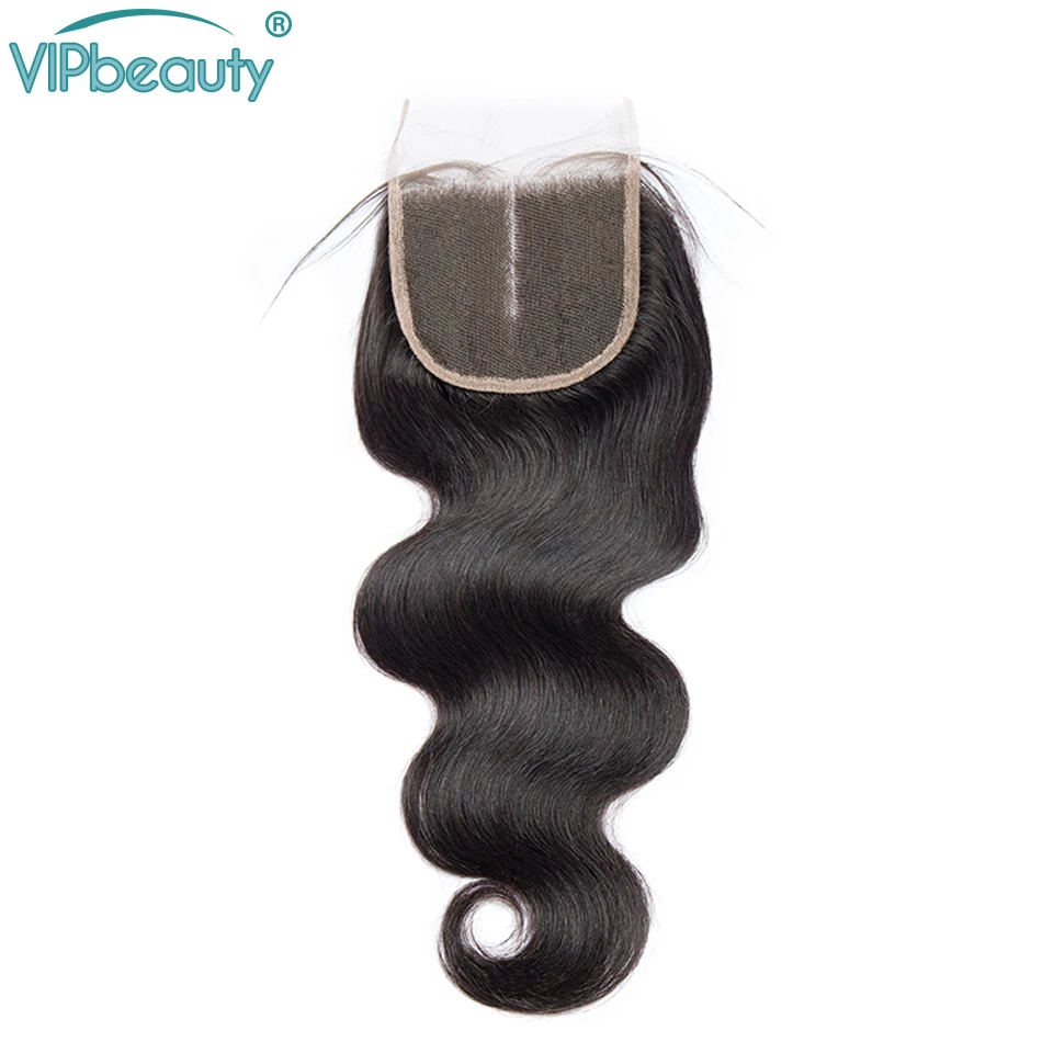 VIPBEAUTY Malaysian Hair 4 Body Wave Bundles with Closure Natural Color M Remy Human Hair Bundles with Closure 8-28 inch