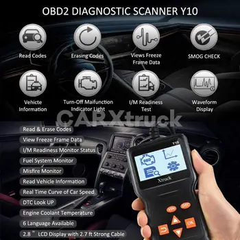 

CARXtruck Y10 OBDII scanner vehicle code reader auto check engine light OBD2 diagnostic scan tool for all cars