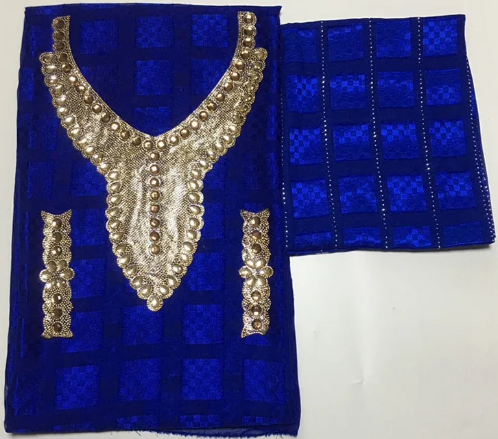 Чистый шелк ткань атлас шелк африканская ткань Мода Королевский синий шифон Ткань нагрудный воротник 2+ 5 ярдов мягкий шарф для свадьбы HS-A47