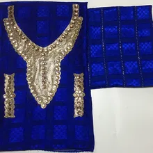 Чистый шелк ткань атлас шелк африканская ткань Мода Королевский синий шифон Ткань нагрудный воротник 2+ 5 ярдов мягкий шарф для свадьбы HS-A47