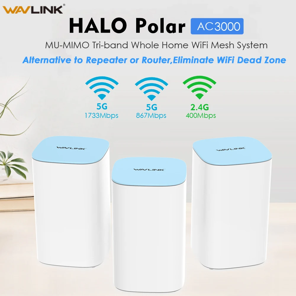 Tanie Wavlink AC3000 Mesh Router wi fi wzmacniacz sygnału wi fi 2.4GHz 5.0GHz tri band cały dom WiFi Mesh Router repeater bezprzewodowy wzmacniacz WiFi