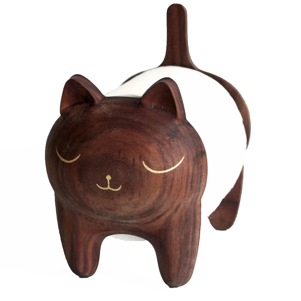 

Bathroom Organizer Craft Detachable Wood Accessories Decoration Toilet Home Storage Cat Shape Roll Paper Holder Kitchen Rack