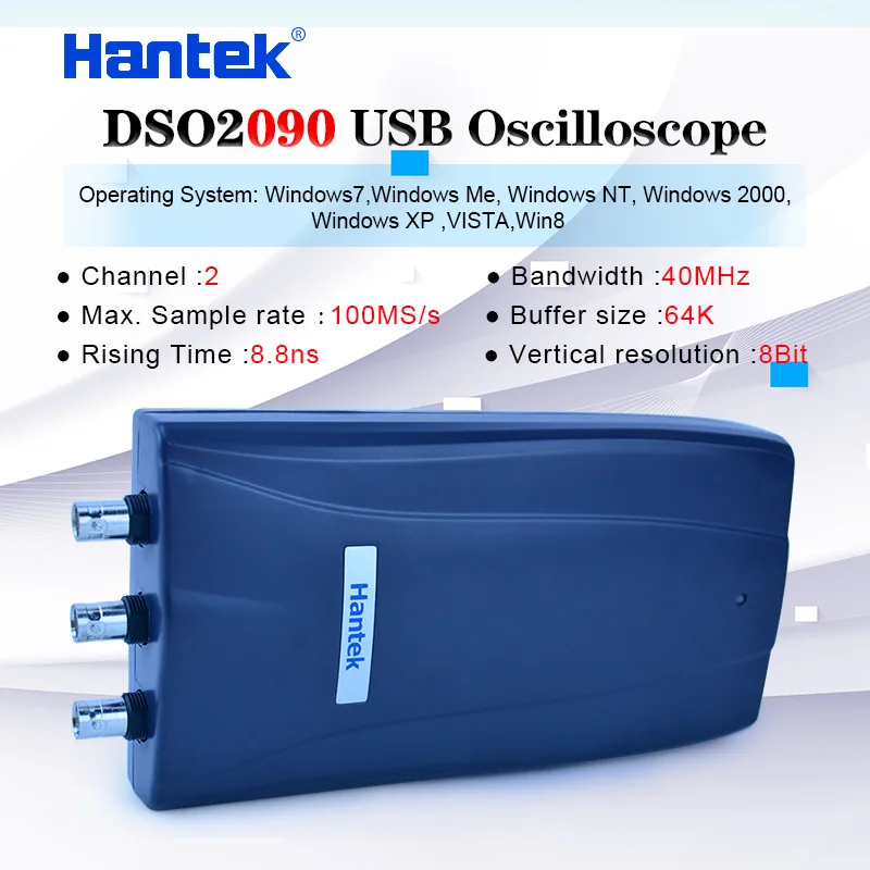 Hantek DSO-2090ポータブルデジタルオシロスコープ2チャンネル40mhzの帯域幅usb  pcオシロスコープ100メガサンプル/秒公式とオリジナル