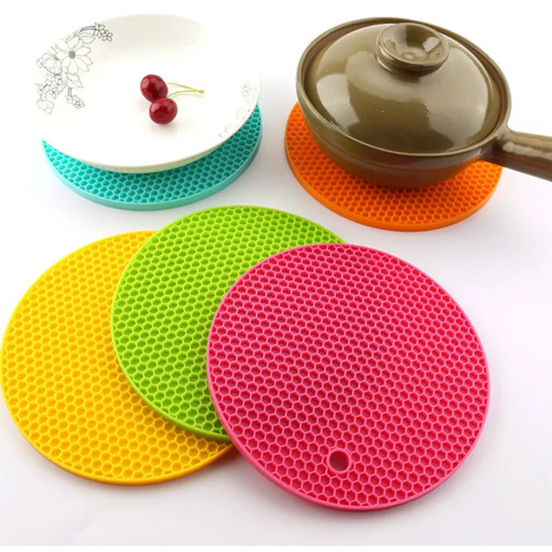 

Round Heat Resistant Silicone Mat, Drink Cup Coasters, Non-slip Pot Holder, Table Placemat, Kitchen Accessories, 18cm