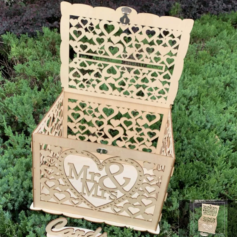 Полый дизайн DIY коробка для свадебных карточек с карточным знаком Подарочный держатель для карт для приёма детский душ украшения для свадьбы юбилея