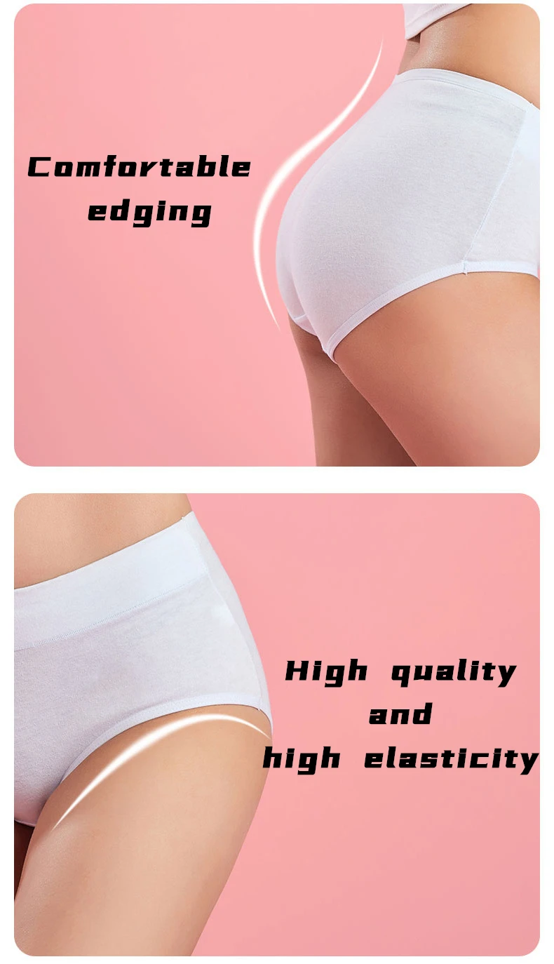 Plus Size XL-6XL High Waist Women Underwear Pure Cotton Comfortable Female Briefs  Panties Solid Culotte