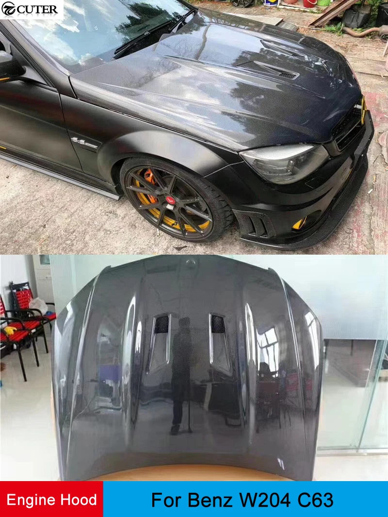 W204 Real C63 Amg 507 Style Carbon Fiber Engine Hoods Auto Car