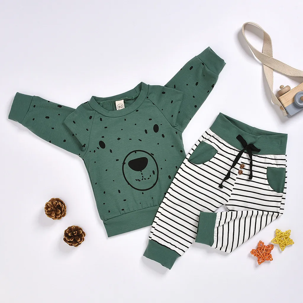 Комплект одежды для малышей из 2 предметов; толстовка с капюшоном и рисунком медведя для мальчиков; толстовка+ штаны; набор одежды для новорожденных; roupas